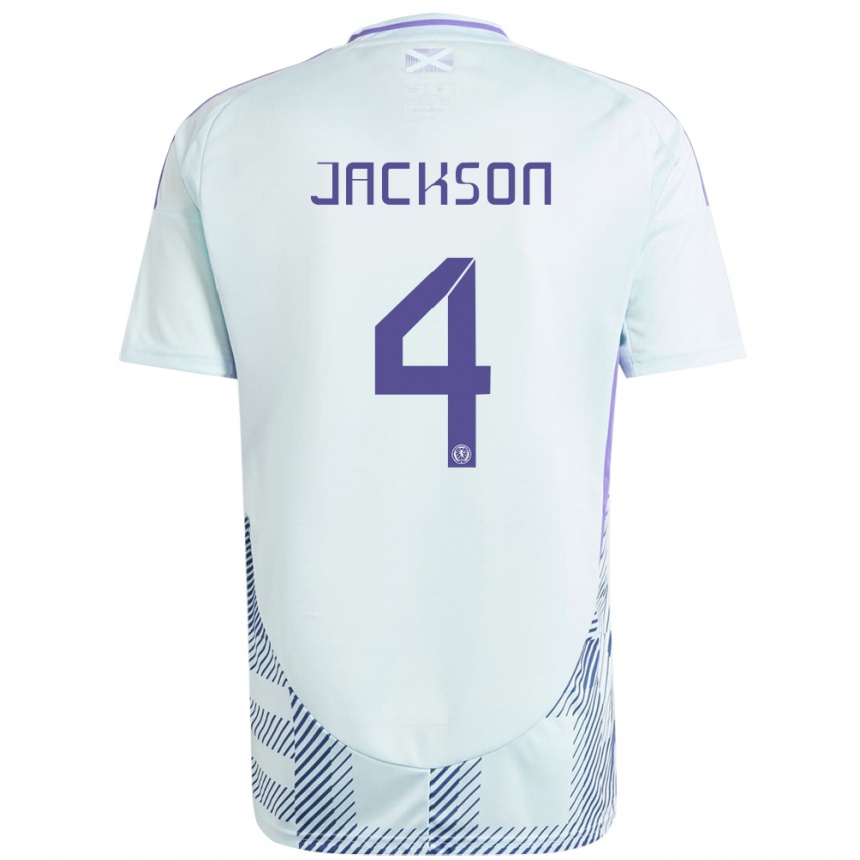 キッズフットボールスコットランドLouis Jackson#4ライトミントブルーアウェイシャツ24-26ジャージーユニフォーム