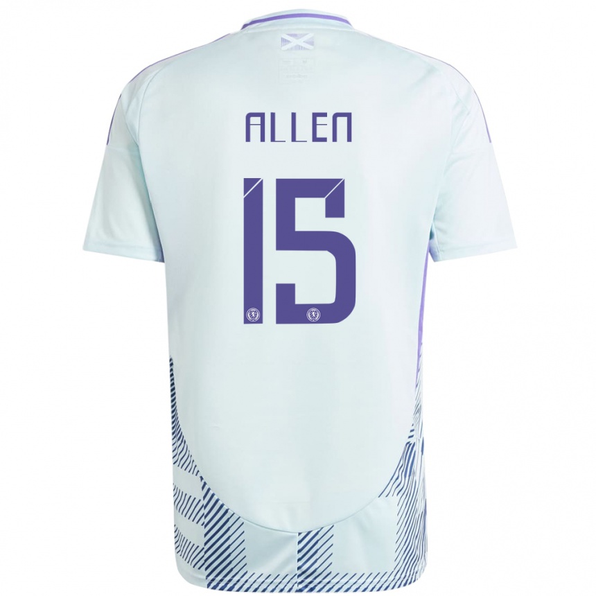 キッズフットボールスコットランドGreig Allen#15ライトミントブルーアウェイシャツ24-26ジャージーユニフォーム