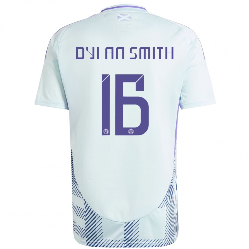 キッズフットボールスコットランドDylan Smith#16ライトミントブルーアウェイシャツ24-26ジャージーユニフォーム