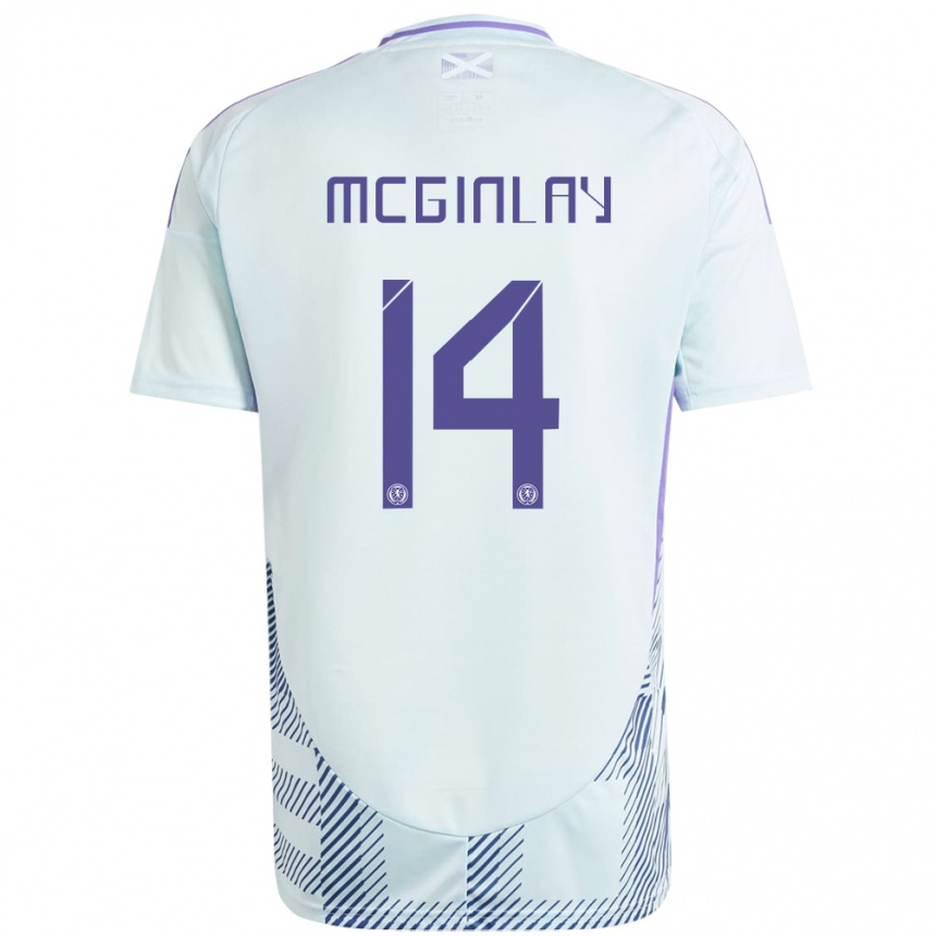 キッズフットボールスコットランドAiden Mcginlay#14ライトミントブルーアウェイシャツ24-26ジャージーユニフォーム