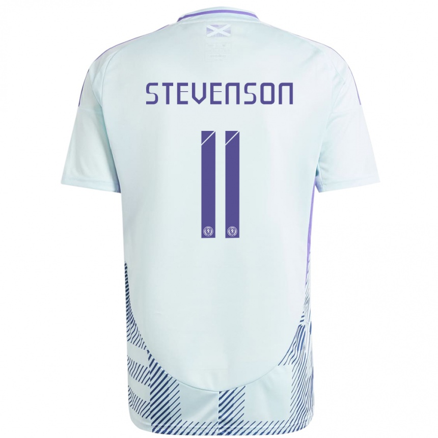 キッズフットボールスコットランドGus Stevenson#11ライトミントブルーアウェイシャツ24-26ジャージーユニフォーム