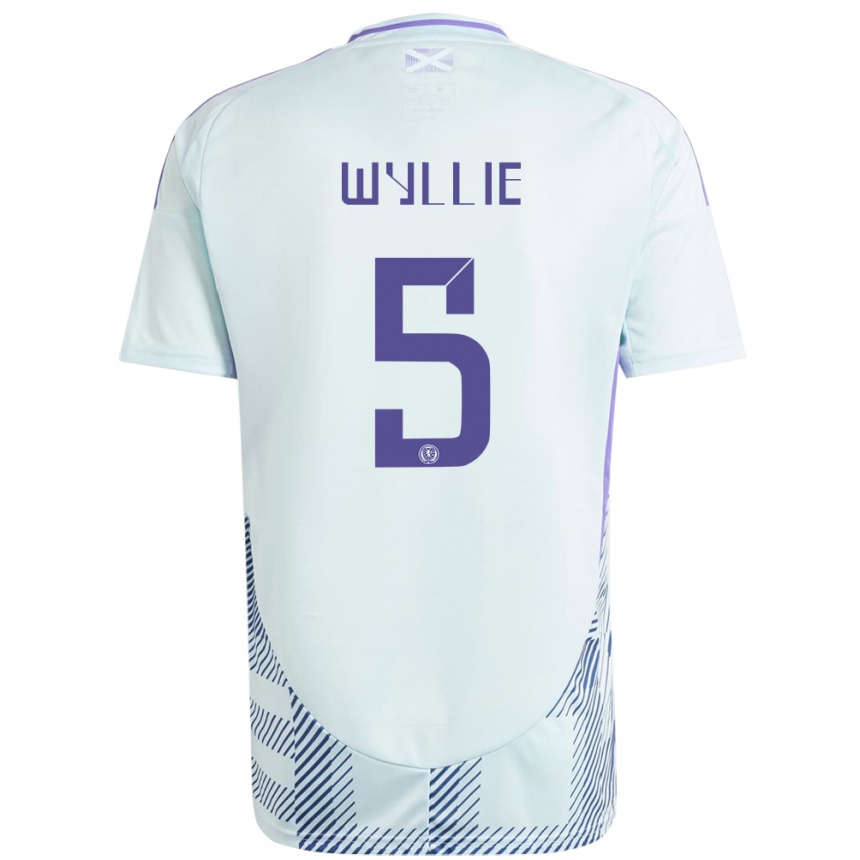 キッズフットボールスコットランドJack Wyllie#5ライトミントブルーアウェイシャツ24-26ジャージーユニフォーム