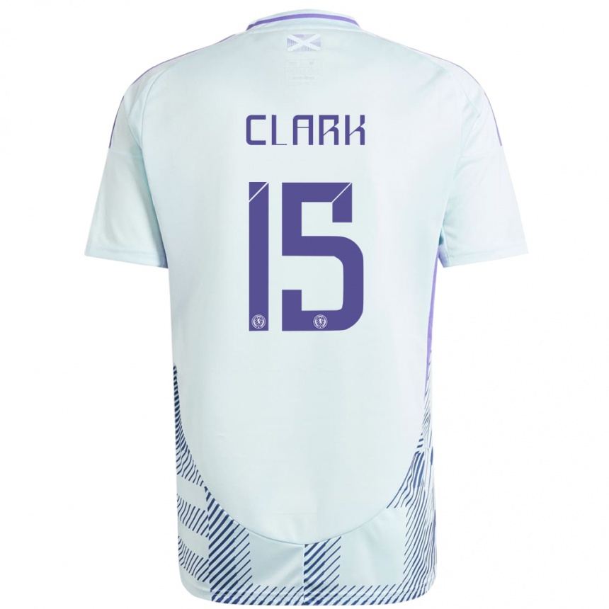 キッズフットボールスコットランドJenna Clark#15ライトミントブルーアウェイシャツ24-26ジャージーユニフォーム