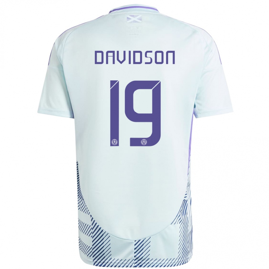 キッズフットボールスコットランドLauren Davidson#19ライトミントブルーアウェイシャツ24-26ジャージーユニフォーム