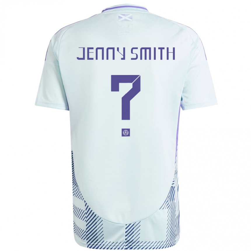 キッズフットボールスコットランドJenny Smith#0ライトミントブルーアウェイシャツ24-26ジャージーユニフォーム