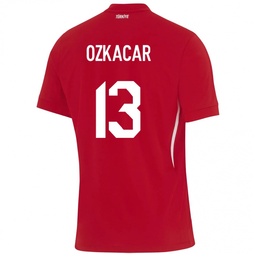 キッズフットボールトルコジェンク・オズカジャル#13赤アウェイシャツ24-26ジャージーユニフォーム