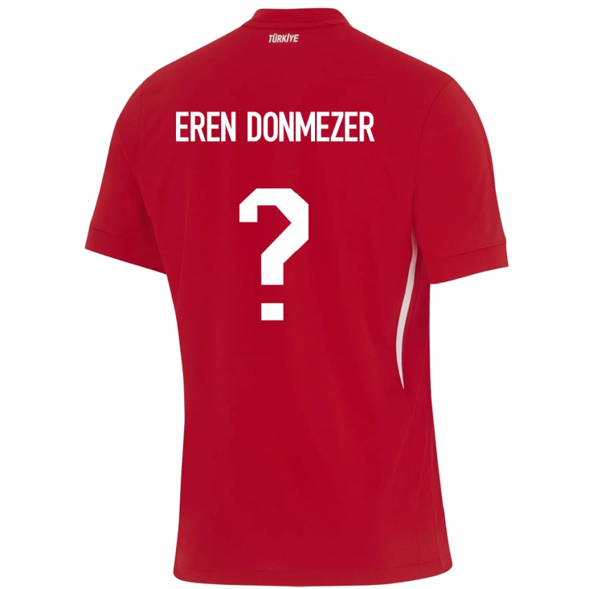 キッズフットボールトルコDeniz Eren Dönmezer#0赤アウェイシャツ24-26ジャージーユニフォーム