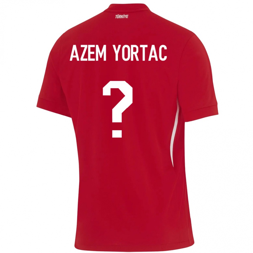 キッズフットボールトルコMustafa Azem Yortaç#0赤アウェイシャツ24-26ジャージーユニフォーム