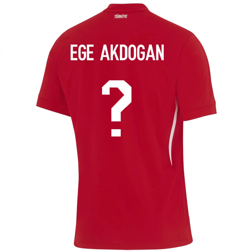 キッズフットボールトルコHasan Ege Akdoğan#0赤アウェイシャツ24-26ジャージーユニフォーム