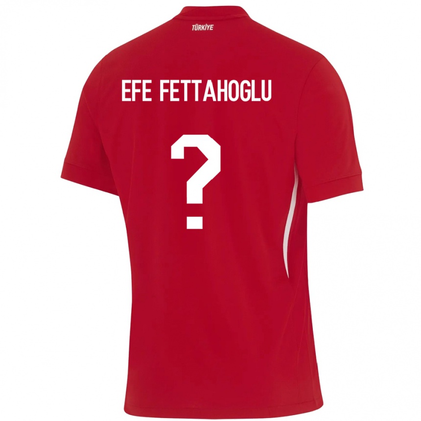 キッズフットボールトルコAdnan Efe Fettahoğlu#0赤アウェイシャツ24-26ジャージーユニフォーム