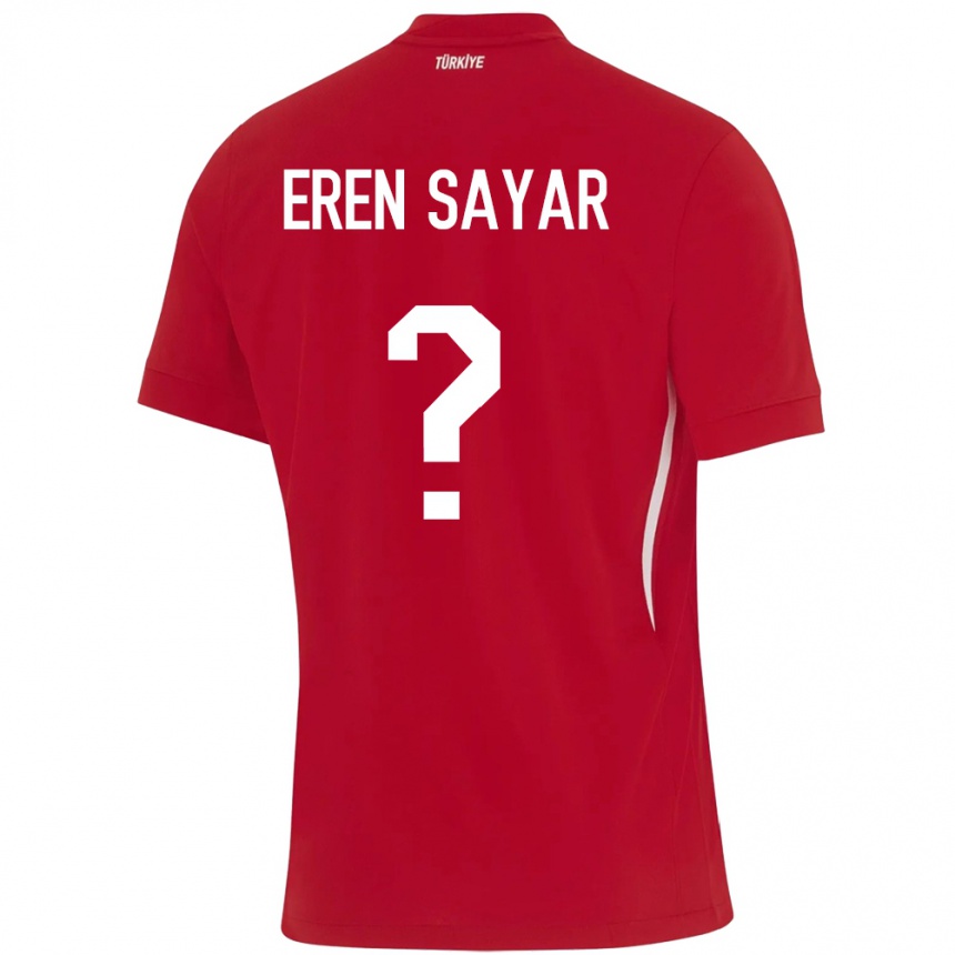 キッズフットボールトルコEmin Eren Sayar#0赤アウェイシャツ24-26ジャージーユニフォーム