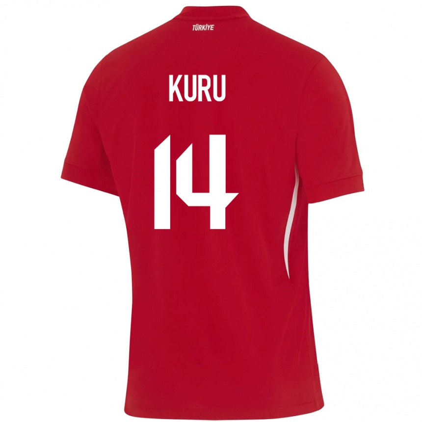 キッズフットボールトルコBüşra Kuru#14赤アウェイシャツ24-26ジャージーユニフォーム