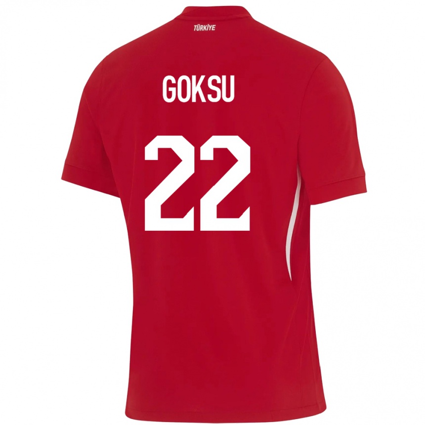 キッズフットボールトルコYasam Göksu#22赤アウェイシャツ24-26ジャージーユニフォーム