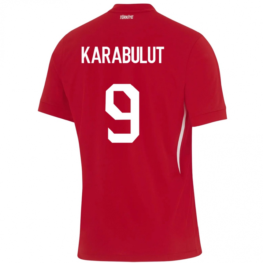 キッズフットボールトルコArzu Karabulut#9赤アウェイシャツ24-26ジャージーユニフォーム