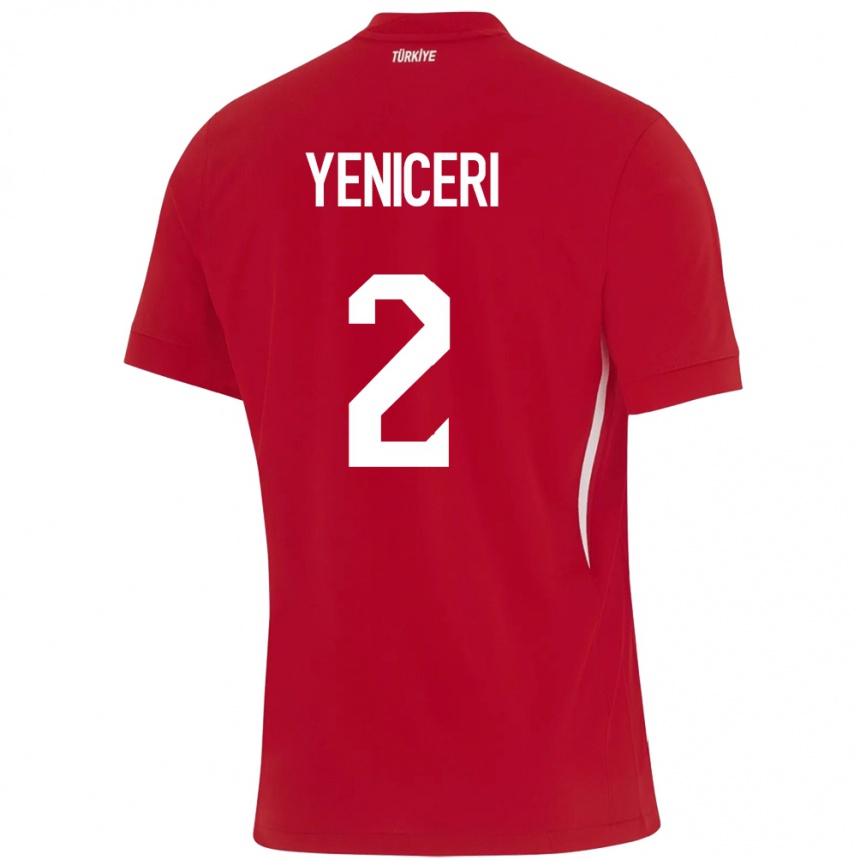 キッズフットボールトルコBerna Yeniçeri#2赤アウェイシャツ24-26ジャージーユニフォーム