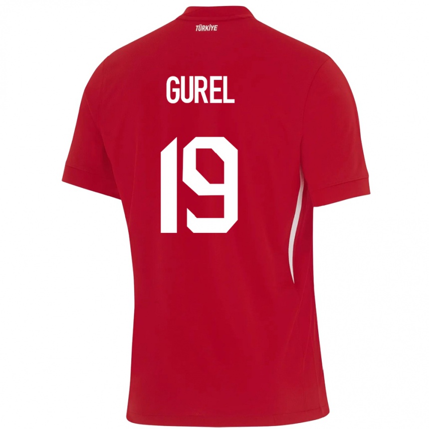 キッズフットボールトルコCansu Gürel#19赤アウェイシャツ24-26ジャージーユニフォーム