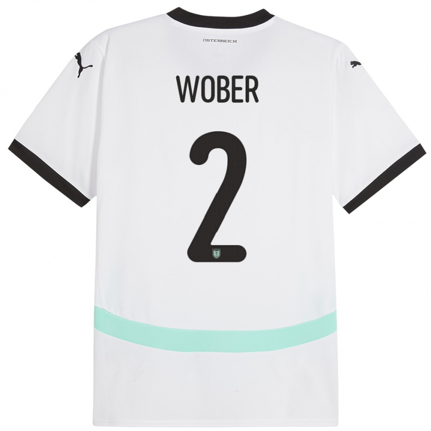 キッズフットボールオーストリアMaximilian Wöber#2白アウェイシャツ24-26ジャージーユニフォーム