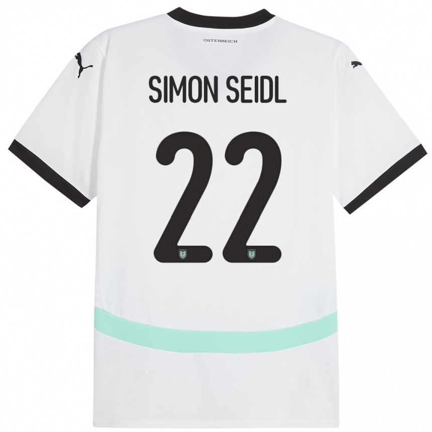 キッズフットボールオーストリアSimon Seidl#22白アウェイシャツ24-26ジャージーユニフォーム