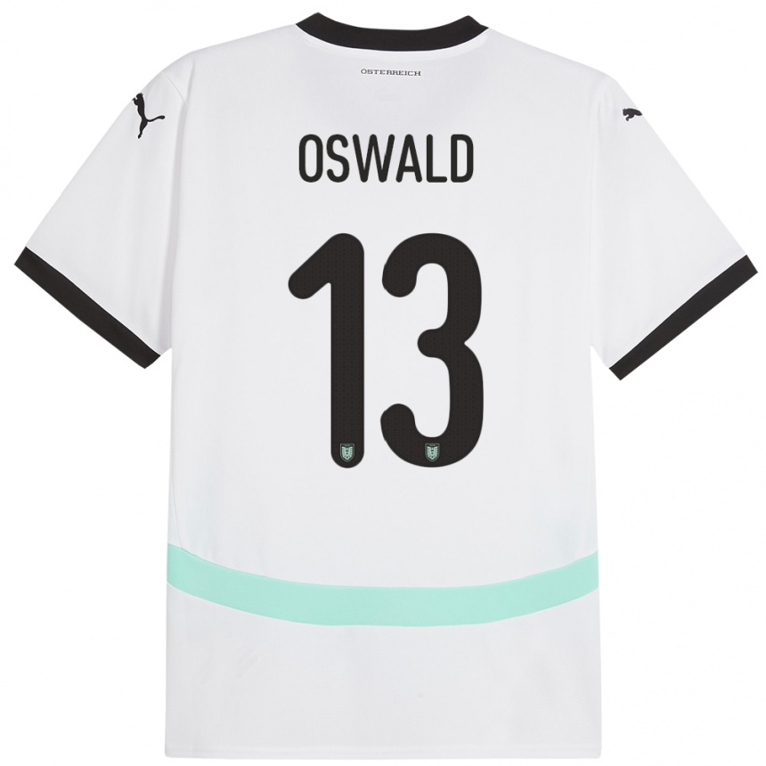 キッズフットボールオーストリアMoritz Oswald#13白アウェイシャツ24-26ジャージーユニフォーム