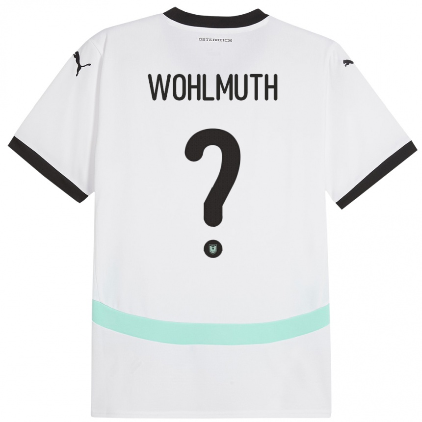 キッズフットボールオーストリアFabian Wohlmuth#0白アウェイシャツ24-26ジャージーユニフォーム