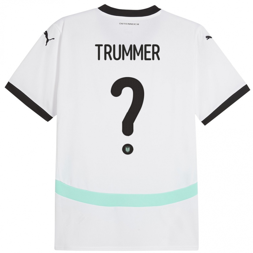 キッズフットボールオーストリアTim Trummer#0白アウェイシャツ24-26ジャージーユニフォーム