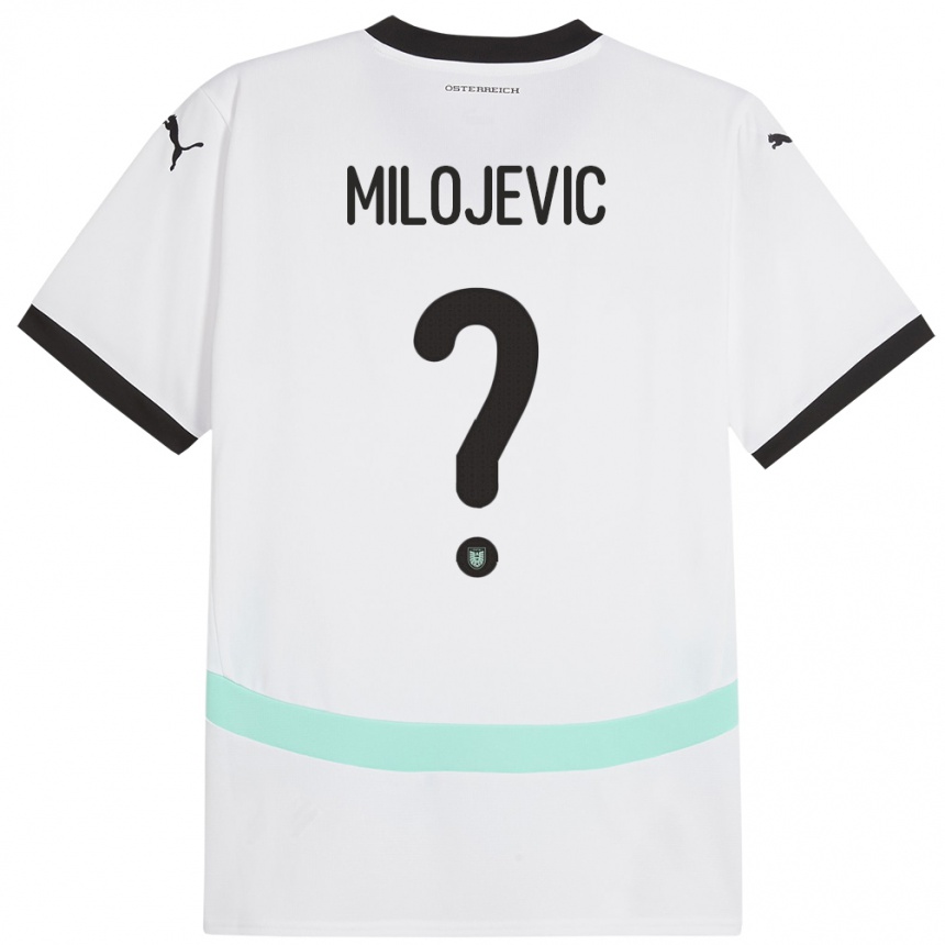 キッズフットボールオーストリアFilip Milojevic#0白アウェイシャツ24-26ジャージーユニフォーム