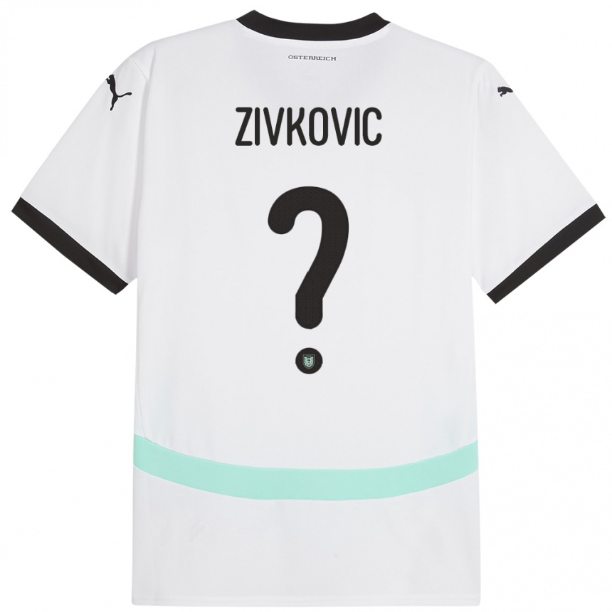 キッズフットボールオーストリアJovan Zivkovic#0白アウェイシャツ24-26ジャージーユニフォーム