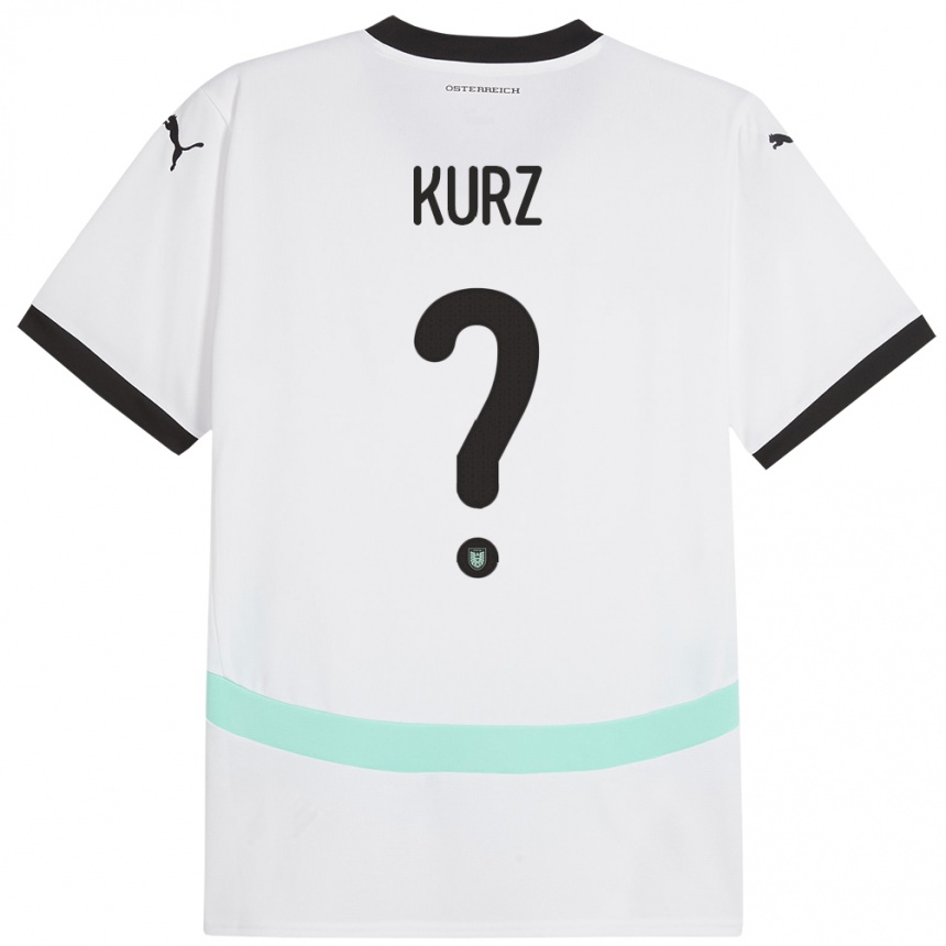 キッズフットボールオーストリアMarcel Kurz#0白アウェイシャツ24-26ジャージーユニフォーム