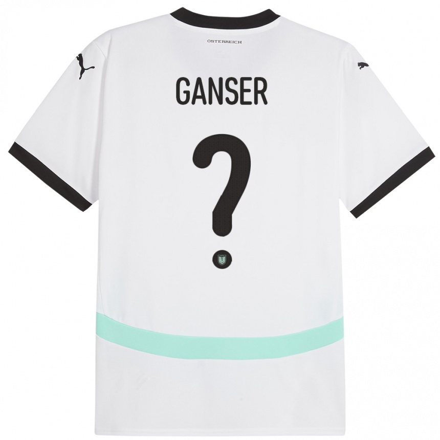 キッズフットボールオーストリアEmil Ganser#0白アウェイシャツ24-26ジャージーユニフォーム