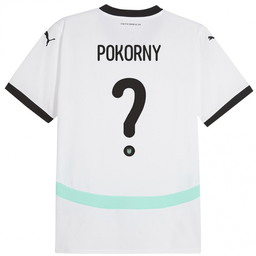 キッズフットボールオーストリアJakob Pokorny#0白アウェイシャツ24-26ジャージーユニフォーム