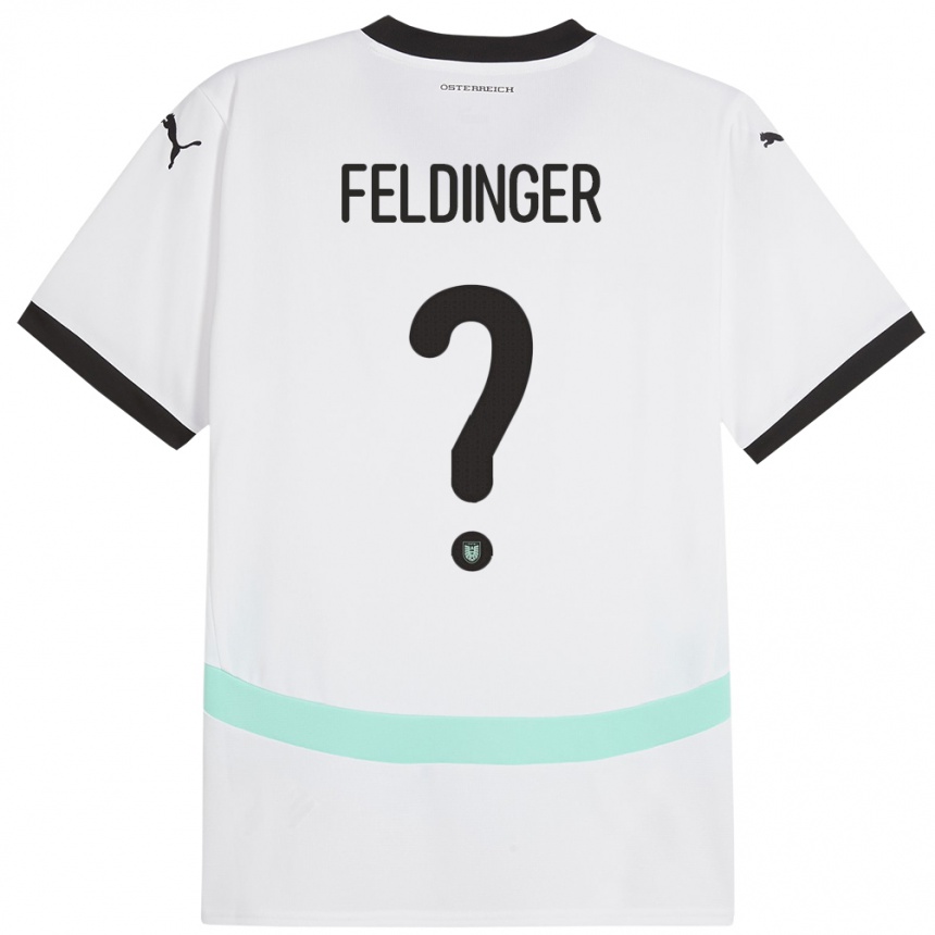 キッズフットボールオーストリアRafael Feldinger#0白アウェイシャツ24-26ジャージーユニフォーム