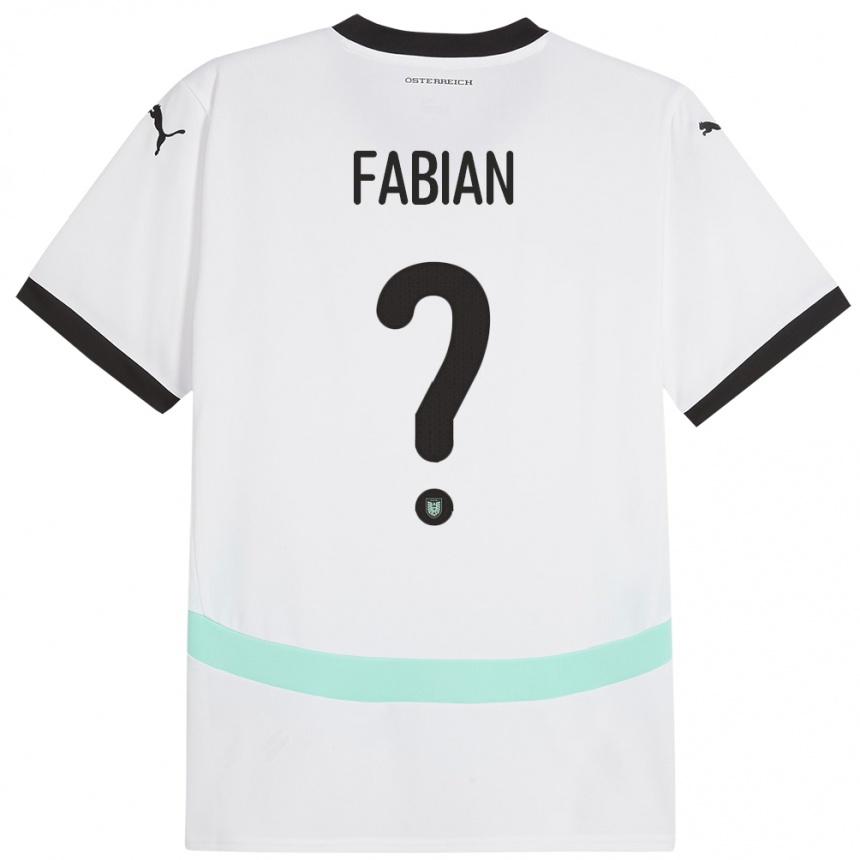 キッズフットボールオーストリアLukas Fabian#0白アウェイシャツ24-26ジャージーユニフォーム