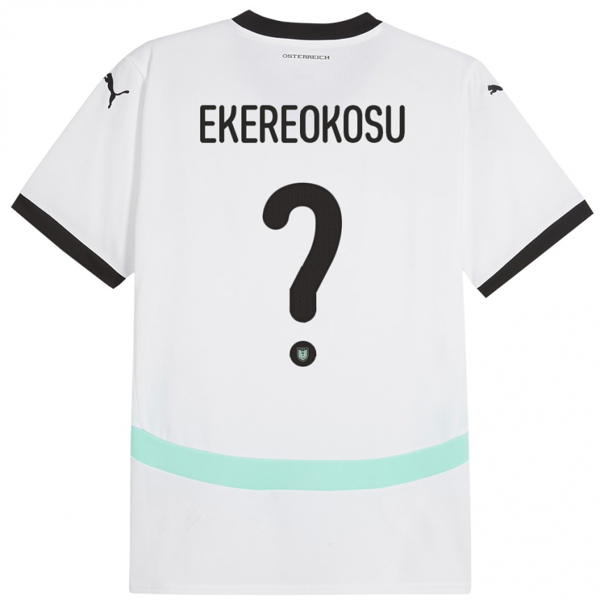 キッズフットボールオーストリアTare Ekereokosu#0白アウェイシャツ24-26ジャージーユニフォーム