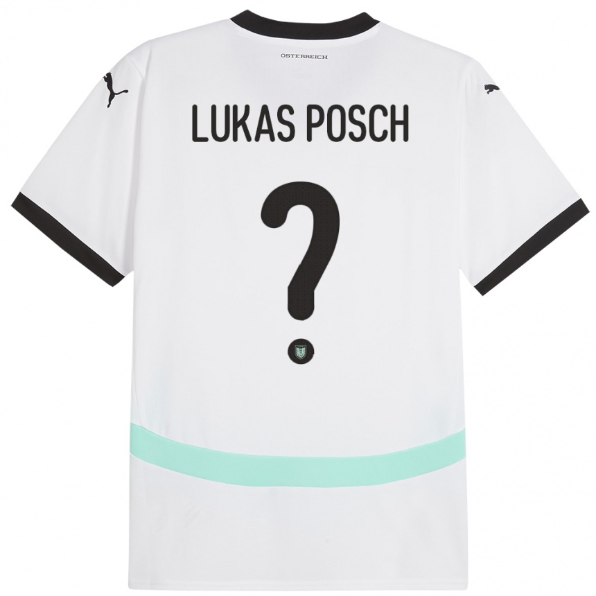 キッズフットボールオーストリアLukas Posch#0白アウェイシャツ24-26ジャージーユニフォーム