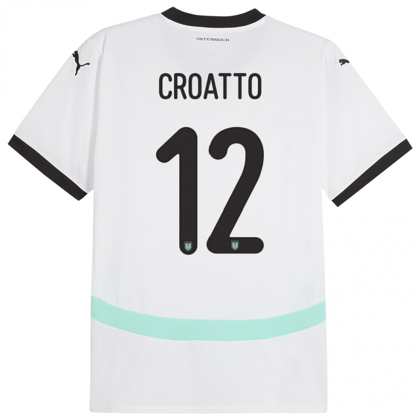キッズフットボールオーストリアMichela Croatto#12白アウェイシャツ24-26ジャージーユニフォーム