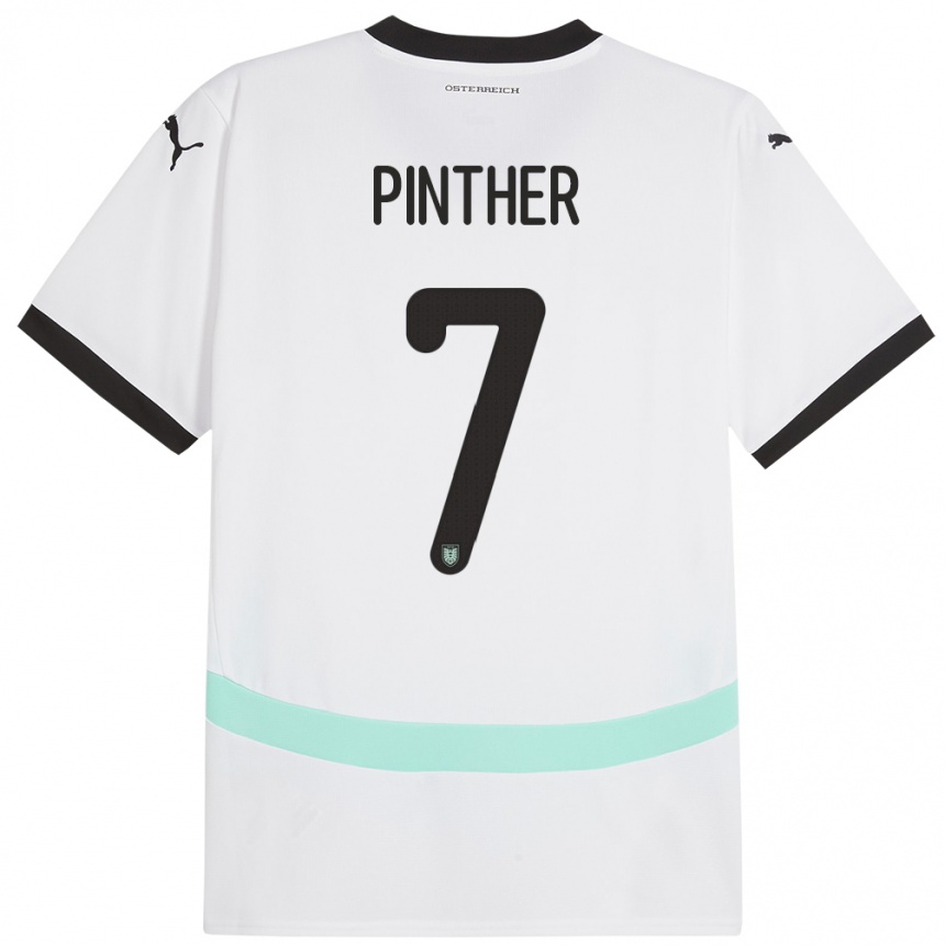 キッズフットボールオーストリアViktoria Pinther#7白アウェイシャツ24-26ジャージーユニフォーム