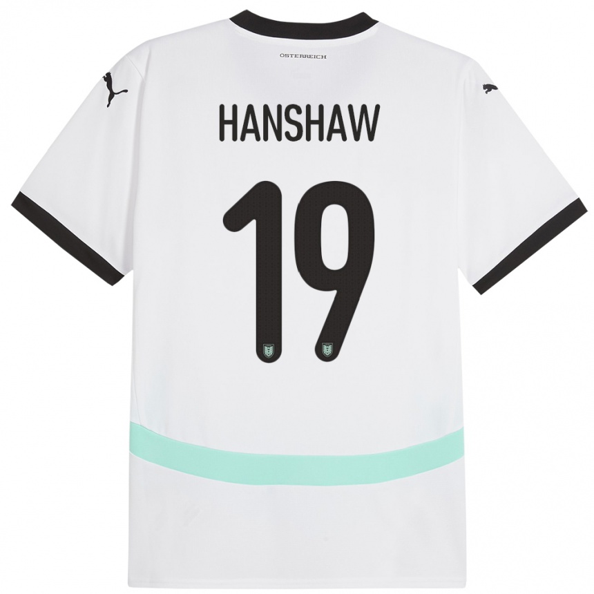 キッズフットボールオーストリアVerena Hanshaw#19白アウェイシャツ24-26ジャージーユニフォーム