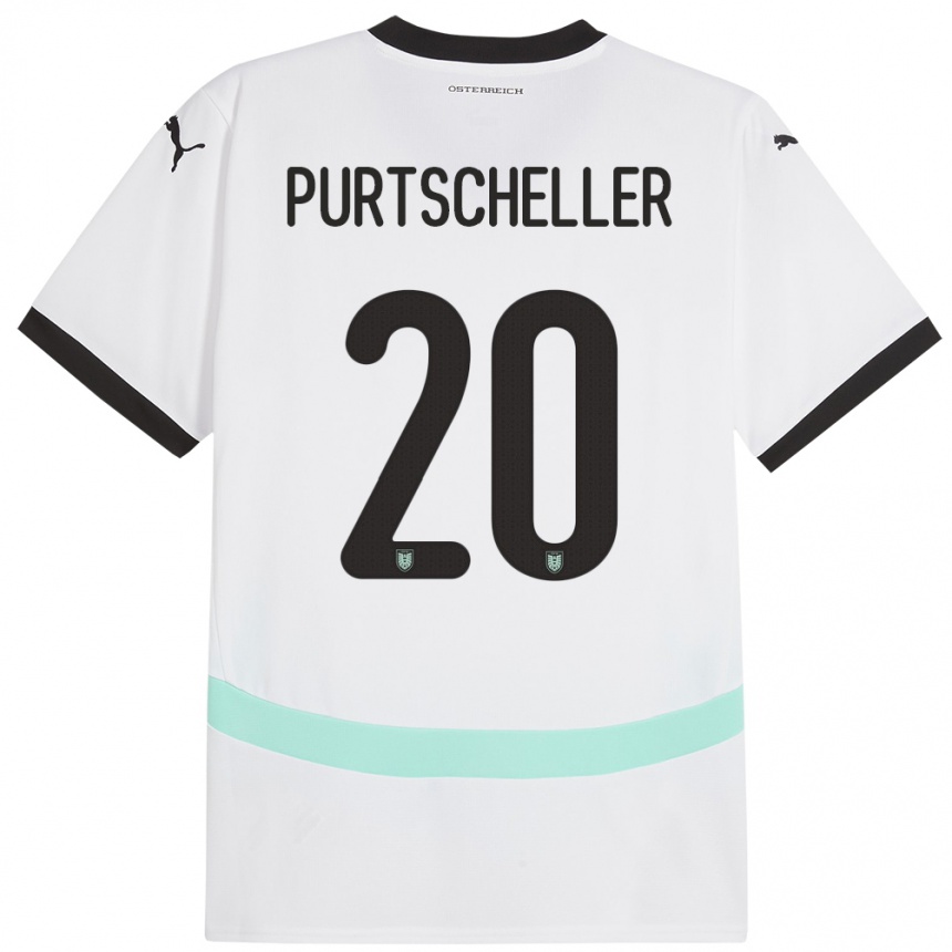 キッズフットボールオーストリアLilli Purtscheller#20白アウェイシャツ24-26ジャージーユニフォーム