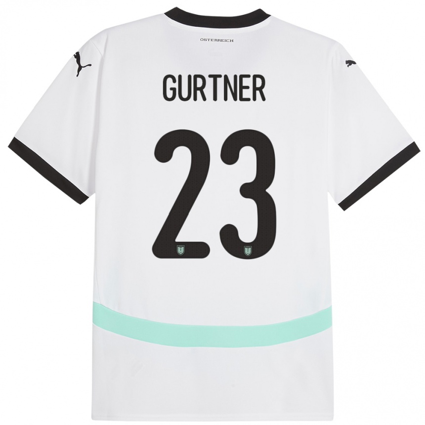 キッズフットボールオーストリアAndrea Gurtner#23白アウェイシャツ24-26ジャージーユニフォーム