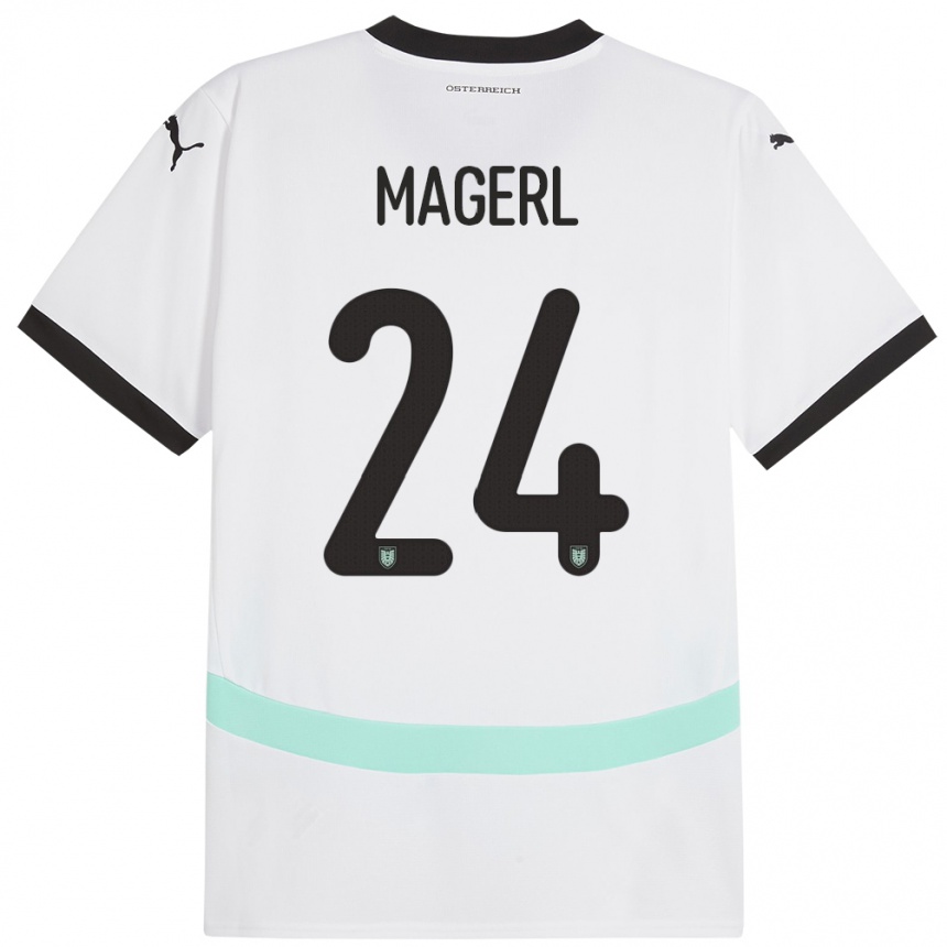キッズフットボールオーストリアJulia Magerl#24白アウェイシャツ24-26ジャージーユニフォーム
