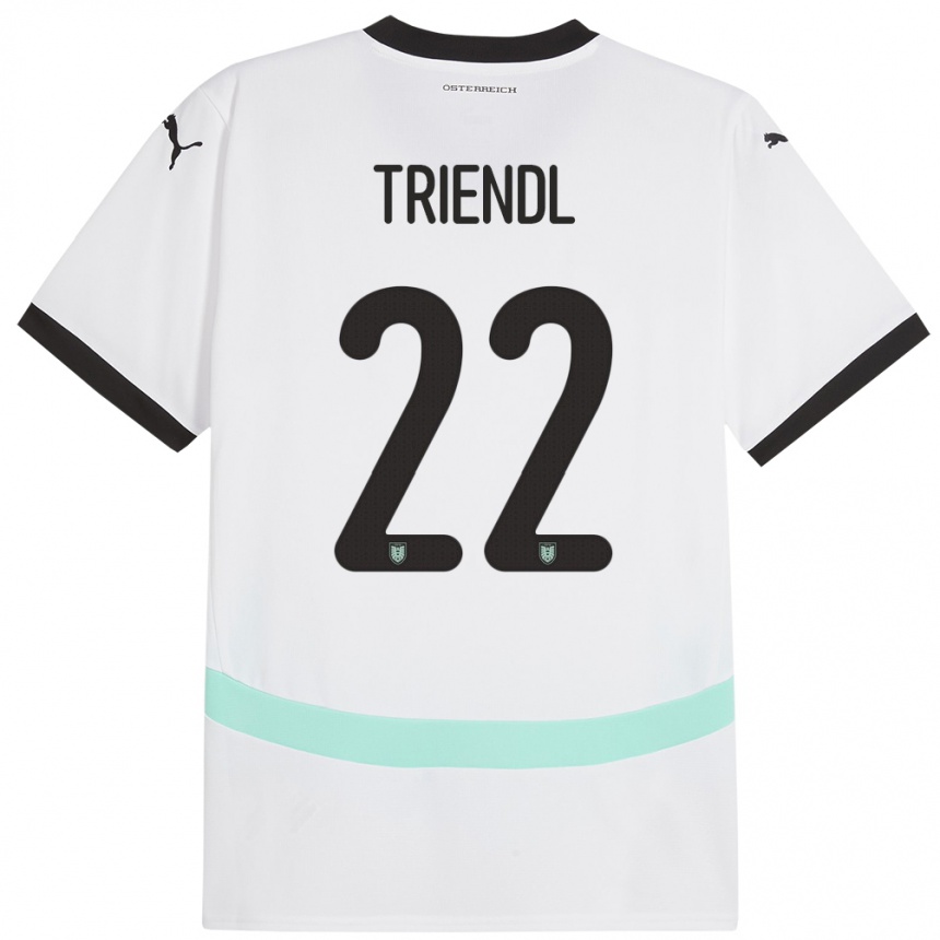 キッズフットボールオーストリアLena Triendl#22白アウェイシャツ24-26ジャージーユニフォーム