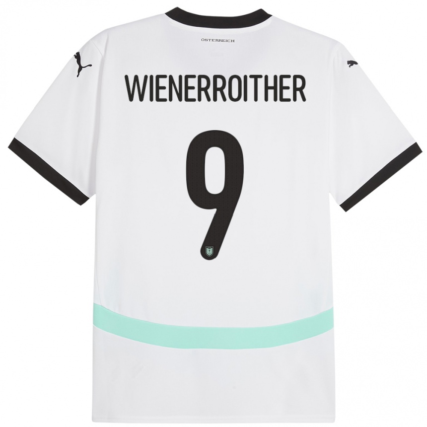 キッズフットボールオーストリアKatja Wienerroither#9白アウェイシャツ24-26ジャージーユニフォーム