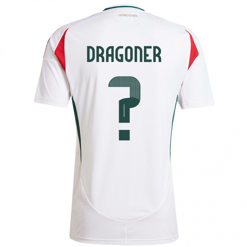 キッズフットボールハンガリーÁron Dragóner#0白アウェイシャツ24-26ジャージーユニフォーム