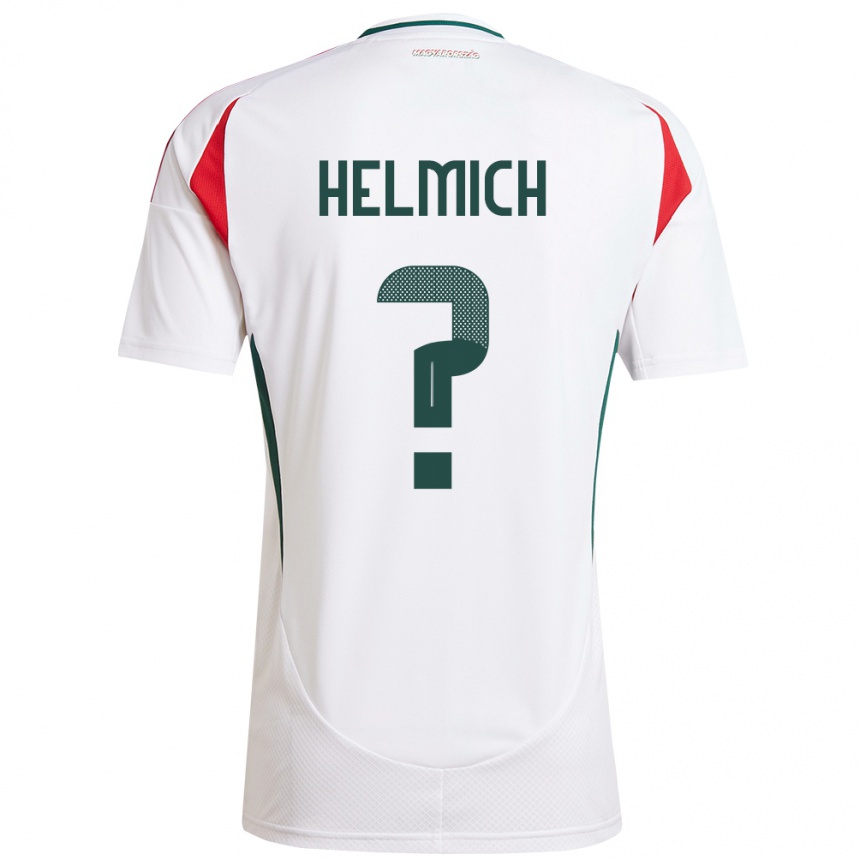 キッズフットボールハンガリーPál Helmich#0白アウェイシャツ24-26ジャージーユニフォーム