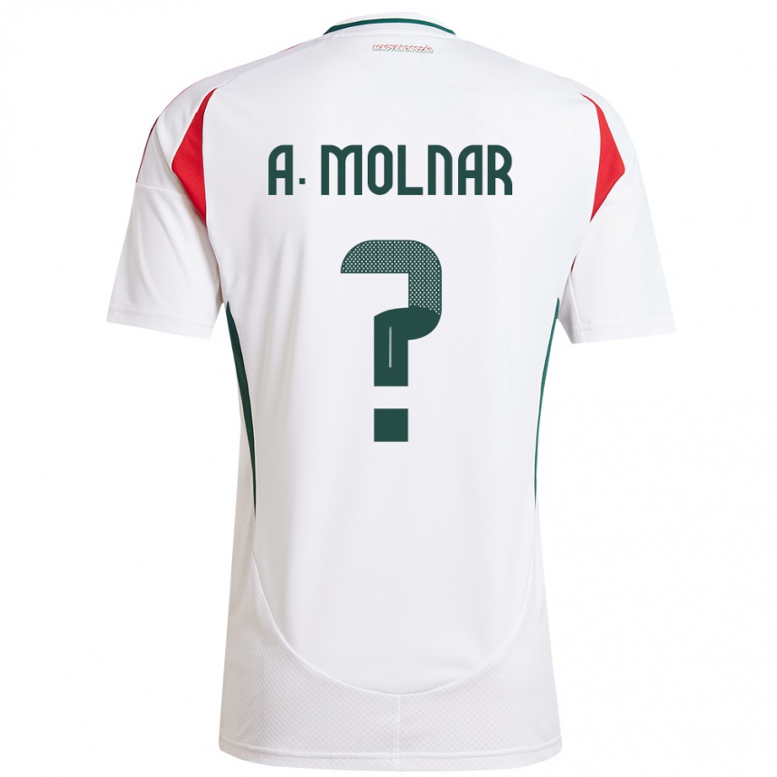 キッズフットボールハンガリーÁdin Molnár#0白アウェイシャツ24-26ジャージーユニフォーム