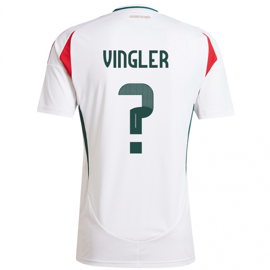 キッズフットボールハンガリーLászló Vingler#0白アウェイシャツ24-26ジャージーユニフォーム