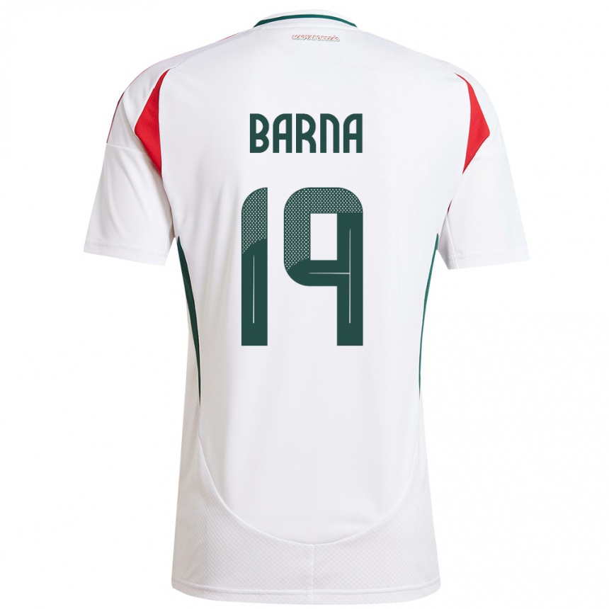 キッズフットボールハンガリーDaniel Barna#19白アウェイシャツ24-26ジャージーユニフォーム