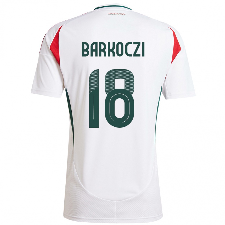 キッズフットボールハンガリーBarnabás Barkóczi#18白アウェイシャツ24-26ジャージーユニフォーム