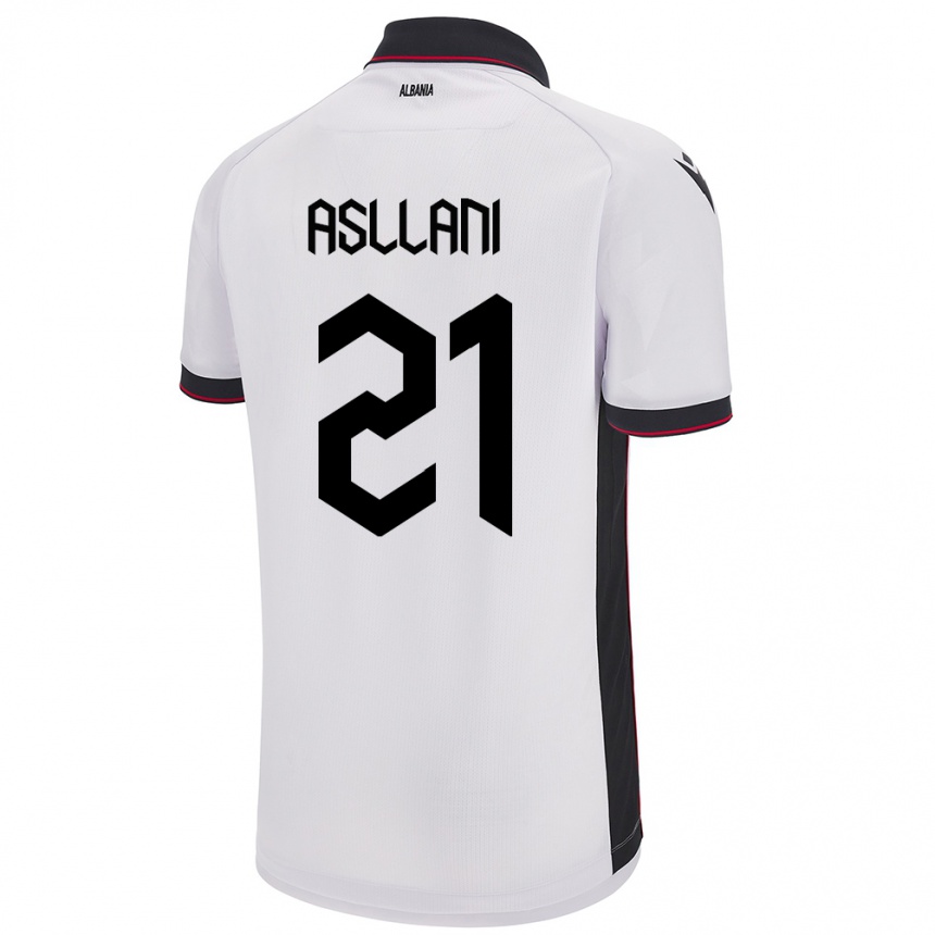 キッズフットボールアルバニアクリスティアン・アスラニ#21白アウェイシャツ24-26ジャージーユニフォーム
