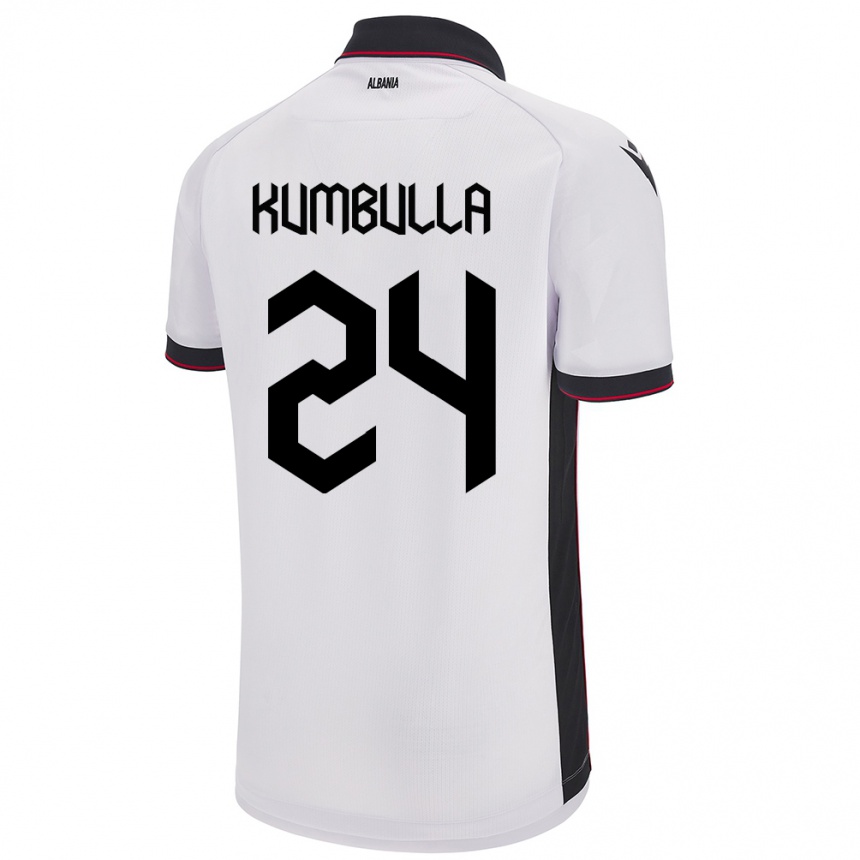 キッズフットボールアルバニアマラシュ・クンブラ#24白アウェイシャツ24-26ジャージーユニフォーム